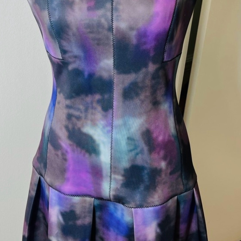 Rebecca Taylor Purple and Blue Strapless Fit and Flare Mini Dress